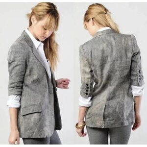 Elizabeth and James distressed linen blazer size 8